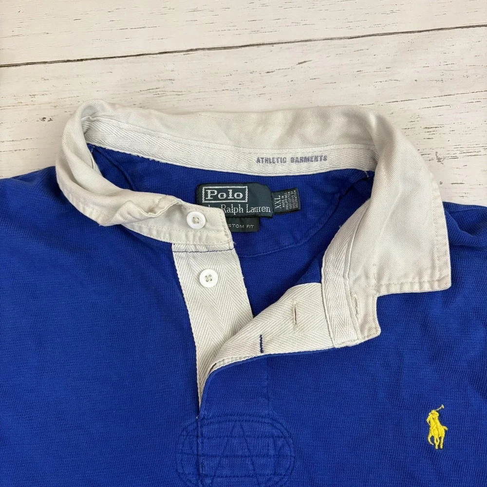 Polo Ralph Lauren Custom Fit Rugby Polo Shirt 2XL Striped Colorblock Vintage
